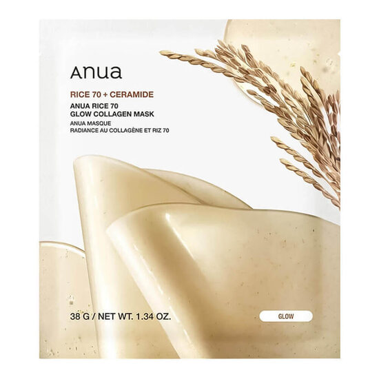 Hidrogela maska ar rīsiem ​​ādas mirdzumam Anua Rice 70 Glow Collagen Mask